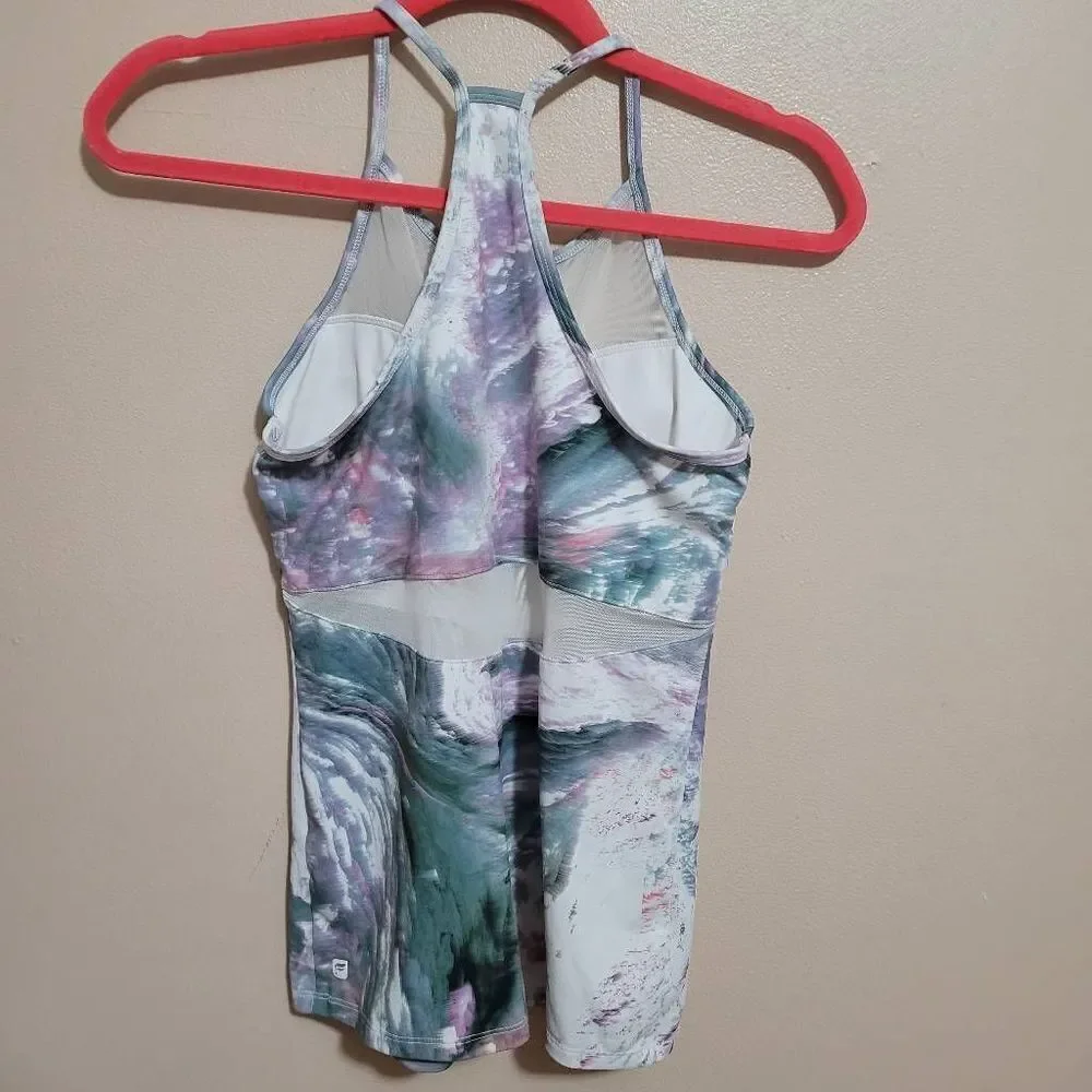 Fabletics Small Daphne Performance Tank Stratus/White Support Mesh Workout Gym - Picture 2 of 9